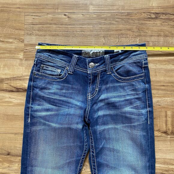 BKE 28 Harper Jeans Dark Wash Blue Denim Cropped Straight Western Cowgirl Rock - Picture 11 of 16